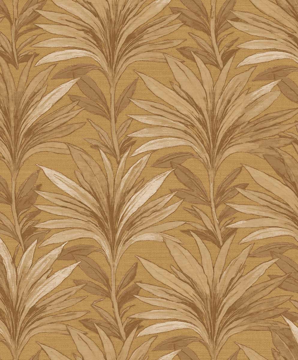 Carta da parati foglie di palma materica arancio