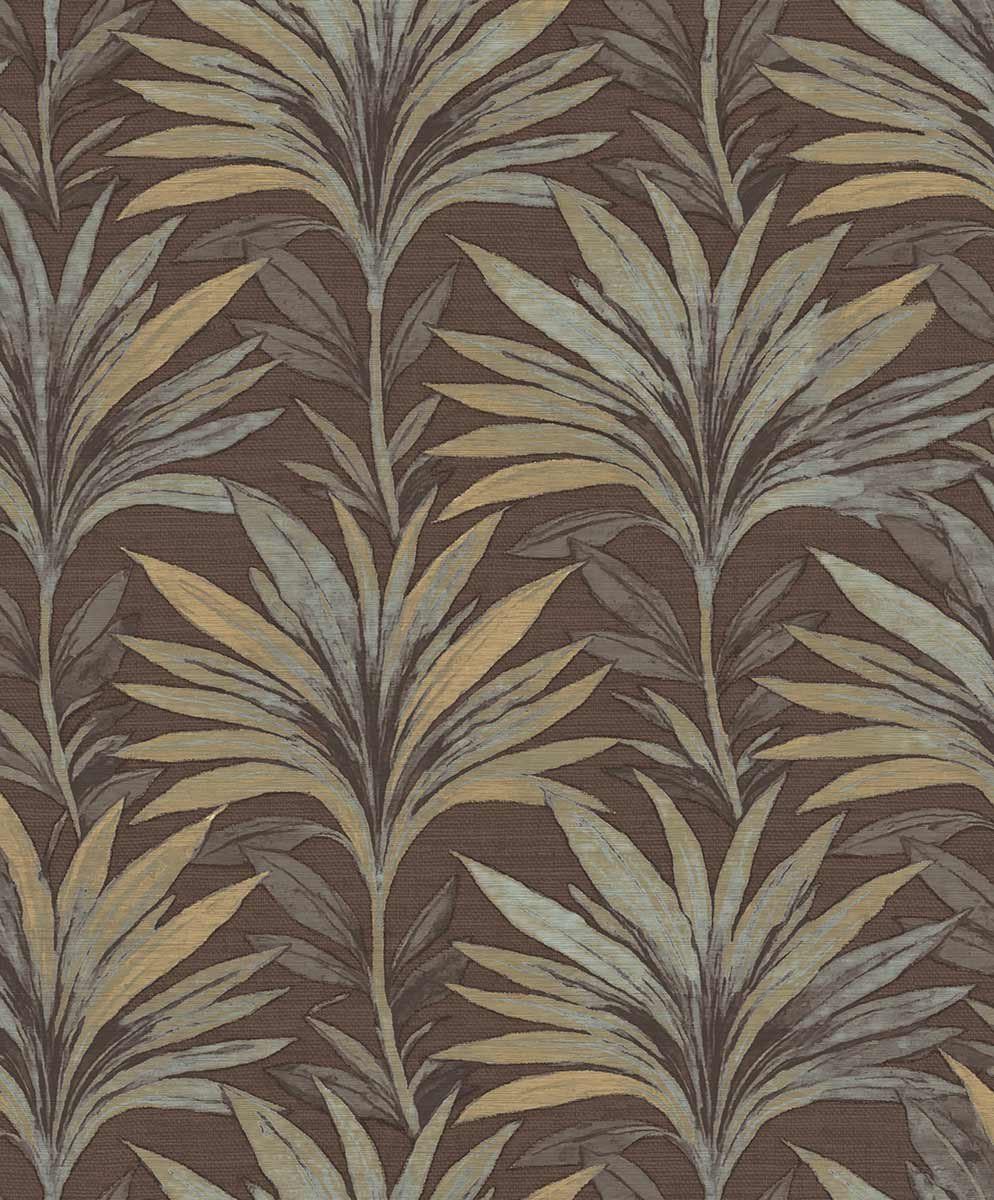 Carta da parati foglie di palma materica marrone